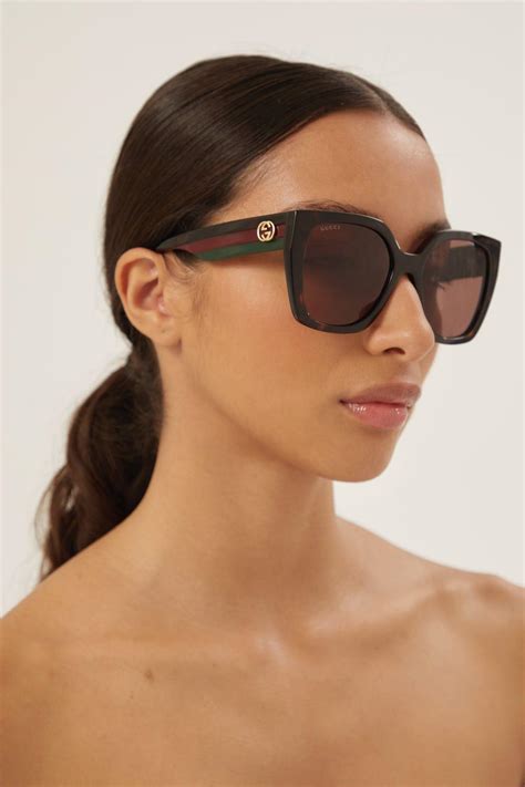 gucci havana square frame sunglasses|Gucci overzi sunglasses.